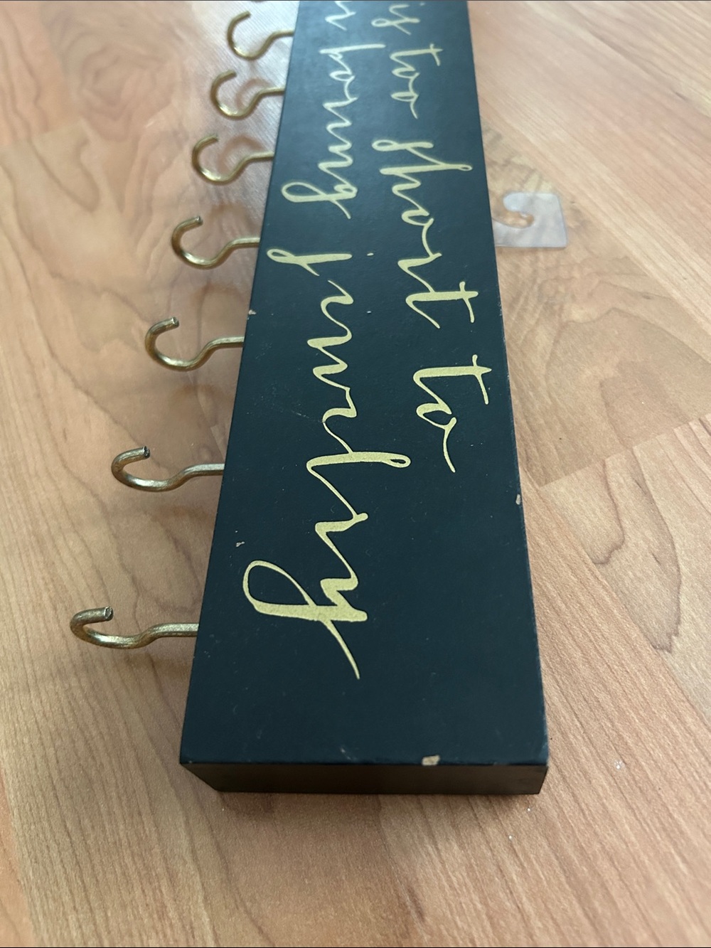 Black Wall Hook Rack with Gold Script Lettering - Picture 3 of 11